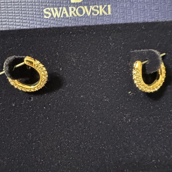 Swarovski Gold Crystal Hoop Earrings - Picture 1 of 3